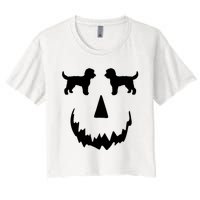 Pumpkin Doodle Halloween Goldendoodle Halloween Women's Crop Top Tee