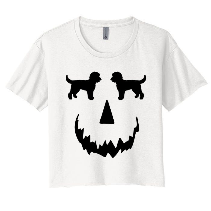 Pumpkin Doodle Halloween Goldendoodle Halloween Women's Crop Top Tee