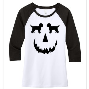 Pumpkin Doodle Halloween Goldendoodle Halloween Women's Tri-Blend 3/4-Sleeve Raglan Shirt