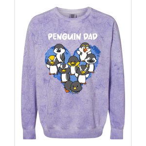 Penguin Dad Heart Shape Daddy Valentine Papa Father's Day Gift Colorblast Crewneck Sweatshirt