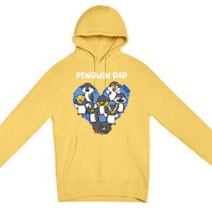 Penguin Dad Heart Shape Daddy Valentine Papa Father's Day Gift Premium Pullover Hoodie