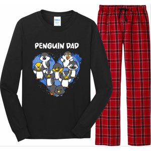 Penguin Dad Heart Shape Daddy Valentine Papa Father's Day Gift Long Sleeve Pajama Set