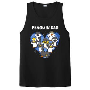 Penguin Dad Heart Shape Daddy Valentine Papa Father's Day Gift PosiCharge Competitor Tank