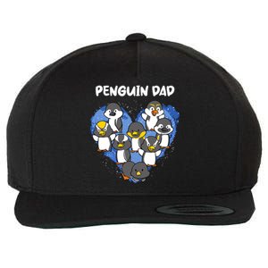 Penguin Dad Heart Shape Daddy Valentine Papa Father's Day Gift Wool Snapback Cap