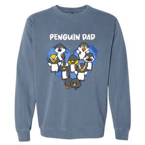 Penguin Dad Heart Shape Daddy Valentine Papa Father's Day Gift Garment-Dyed Sweatshirt