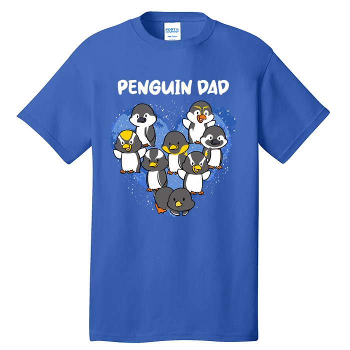 Penguin Dad Heart Shape Daddy Valentine Papa Father's Day Gift Tall T-Shirt