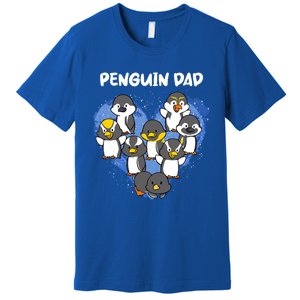 Penguin Dad Heart Shape Daddy Valentine Papa Father's Day Gift Premium T-Shirt