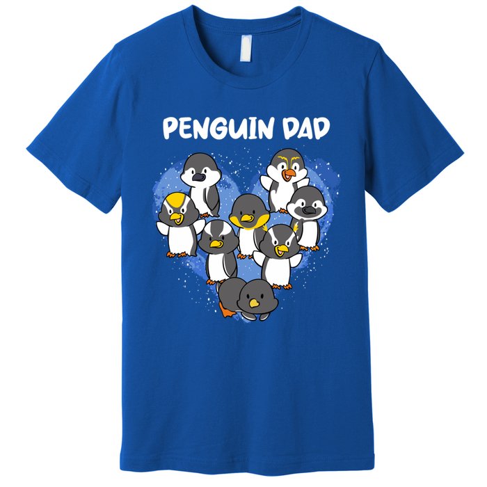 Penguin Dad Heart Shape Daddy Valentine Papa Father's Day Gift Premium T-Shirt