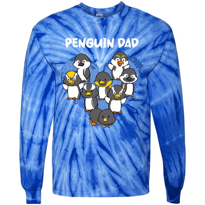 Penguin Dad Heart Shape Daddy Valentine Papa Father's Day Gift Tie-Dye Long Sleeve Shirt