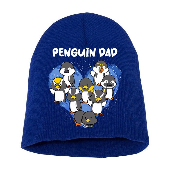 Penguin Dad Heart Shape Daddy Valentine Papa Father's Day Gift Short Acrylic Beanie