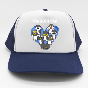 Penguin Dad Heart Shape Daddy Valentine Papa Father's Day Gift Trucker Hat