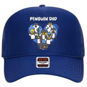 Penguin Dad Heart Shape Daddy Valentine Papa Father's Day Gift High Crown Mesh Back Trucker Hat