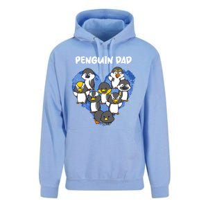 Penguin Dad Heart Shape Daddy Valentine Papa Father's Day Gift Unisex Surf Hoodie