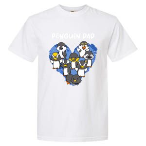 Penguin Dad Heart Shape Daddy Valentine Papa Father's Day Gift Garment-Dyed Heavyweight T-Shirt