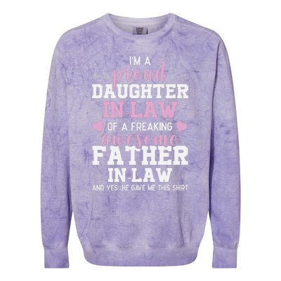 Proud Daughter In Law Of A Freaking Awesome Father In Law Colorblast Crewneck Sweatshirt