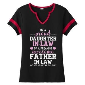 Proud Daughter In Law Of A Freaking Awesome Father In Law Ladies Halftime Notch Neck Tee