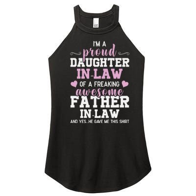 Proud Daughter In Law Of A Freaking Awesome Father In Law Women’s Perfect Tri Rocker Tank