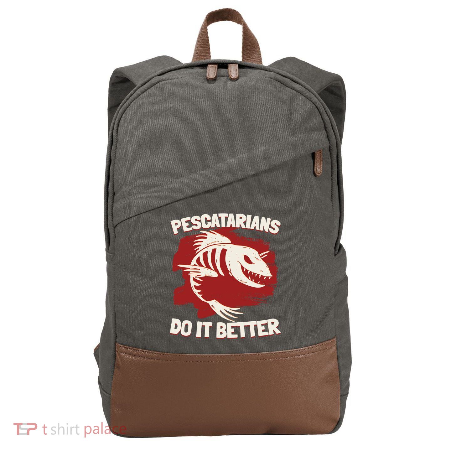 Pescatarians Do It Better Pescatarian Fish Food Gift Cotton Canvas Backpack