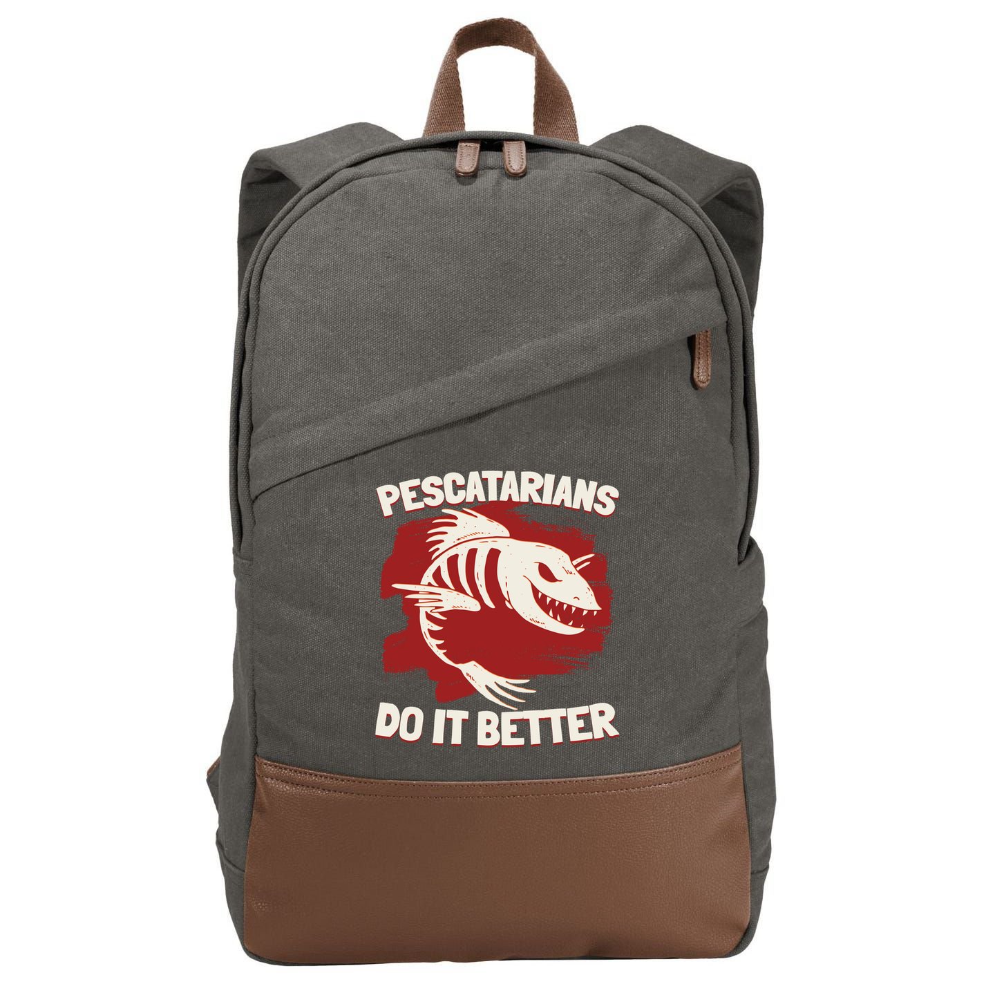 Pescatarians Do It Better Pescatarian Fish Food Gift Cotton Canvas Backpack