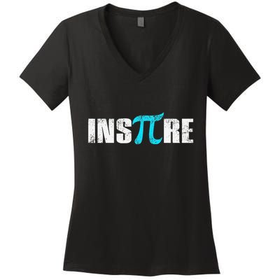 Pi Day Inspire Pi Symbol 3.14 Funny Math Teachers Students .Png Women's V-Neck T-Shirt