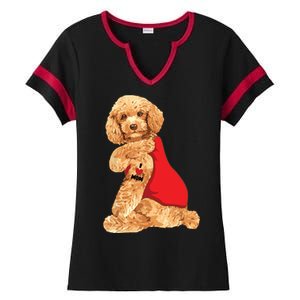 Poodle Dog I Love Mom Tattoo Lover Funny Gift Ladies Halftime Notch Neck Tee