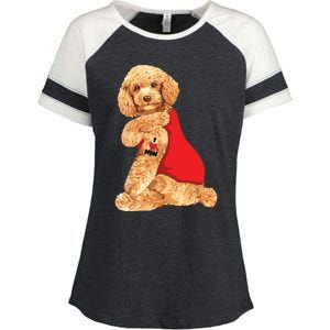 Poodle Dog I Love Mom Tattoo Lover Funny Gift Enza Ladies Jersey Colorblock Tee