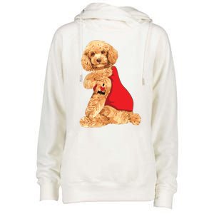 Poodle Dog I Love Mom Tattoo Lover Funny Gift Womens Funnel Neck Pullover Hood