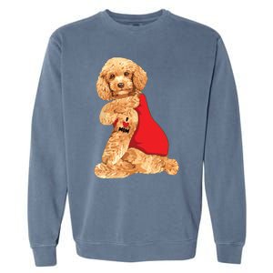 Poodle Dog I Love Mom Tattoo Lover Funny Gift Garment-Dyed Sweatshirt