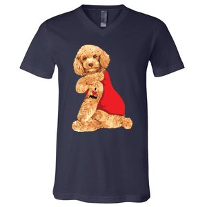 Poodle Dog I Love Mom Tattoo Lover Funny Gift V-Neck T-Shirt