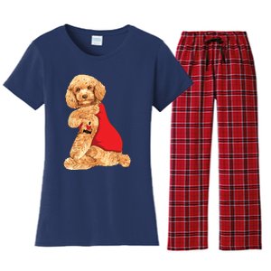 Poodle Dog I Love Mom Tattoo Lover Funny Gift Women's Flannel Pajama Set