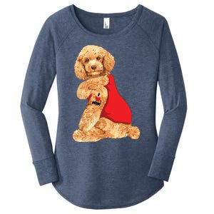 Poodle Dog I Love Mom Tattoo Lover Funny Gift Women's Perfect Tri Tunic Long Sleeve Shirt