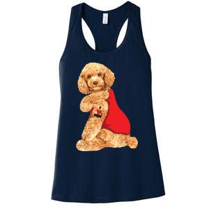 Poodle Dog I Love Mom Tattoo Lover Funny Gift Women's Racerback Tank