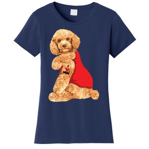 Poodle Dog I Love Mom Tattoo Lover Funny Gift Women's T-Shirt