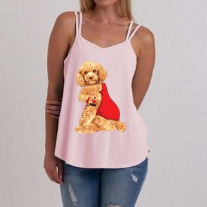 Poodle Dog I Love Mom Tattoo Lover Funny Gift Women's Strappy Tank