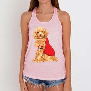 Poodle Dog I Love Mom Tattoo Lover Funny Gift Women's Knotted Racerback Tank