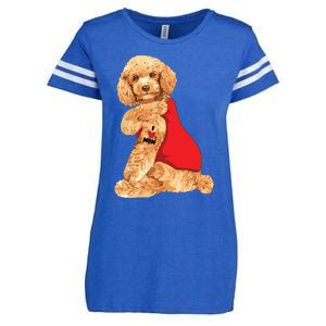 Poodle Dog I Love Mom Tattoo Lover Funny Gift Enza Ladies Jersey Football T-Shirt