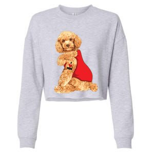 Poodle Dog I Love Mom Tattoo Lover Funny Gift Cropped Pullover Crew