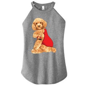 Poodle Dog I Love Mom Tattoo Lover Funny Gift Women's Perfect Tri Rocker Tank