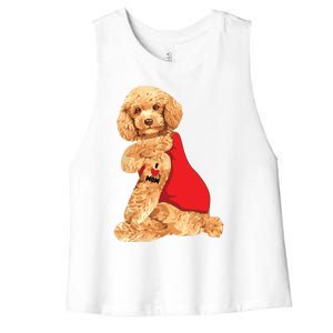 Poodle Dog I Love Mom Tattoo Lover Funny Gift Women's Racerback Cropped Tank