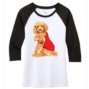 Poodle Dog I Love Mom Tattoo Lover Funny Gift Women's Tri-Blend 3/4-Sleeve Raglan Shirt