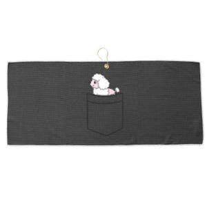 Poodle Dog In Pocket Funny Poodle Large Microfiber Waffle Golf Towel