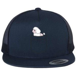 Poodle Dog In Pocket Funny Poodle Flat Bill Trucker Hat