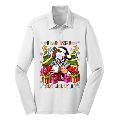 Pennywise Dead Inside But Jolly Af Pennywise Horror Christmas Tree Silk Touch Performance Long Sleeve Polo