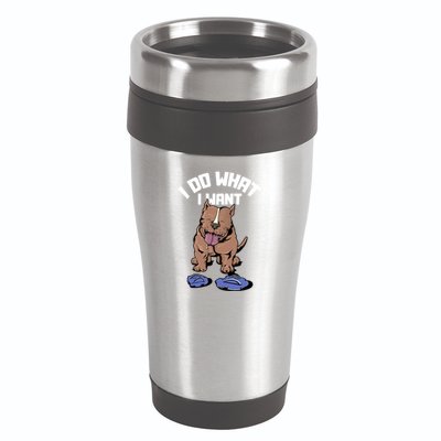 Pitbull Dog I Do What I Want 16oz Travel Tumbler