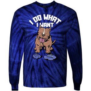 Pitbull Dog I Do What I Want Tie-Dye Long Sleeve Shirt