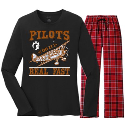 Pilots Do It Real Fast Women's Long Sleeve Flannel Pajama Set 