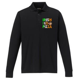 Patrick's Day Irish I Had Pizza Cool Gift Eat Food Restaurant Funny Gift Performance Long Sleeve Polo