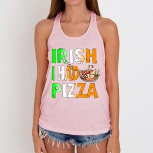 Patrick's Day Irish I Had Pizza Cool Gift Eat Food Restaurant Funny Gift Women's Knotted Racerback Tank