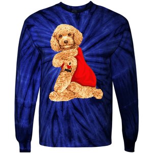 Poodle Dog I Love Mom Tattoo Lover Funny Gift Tie-Dye Long Sleeve Shirt