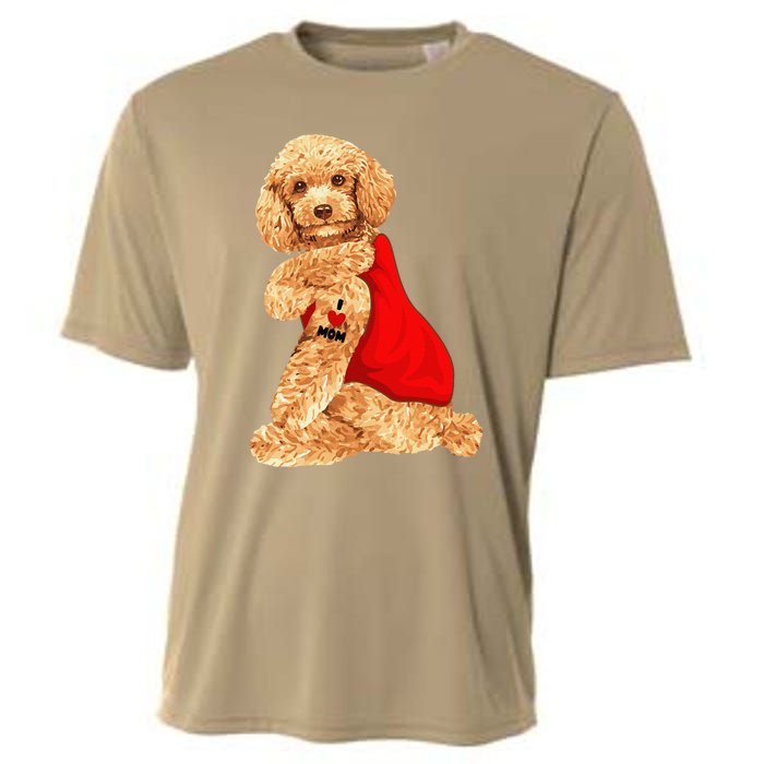 Poodle Dog I Love Mom Tattoo Lover Funny Gift Cooling Performance Crew T-Shirt